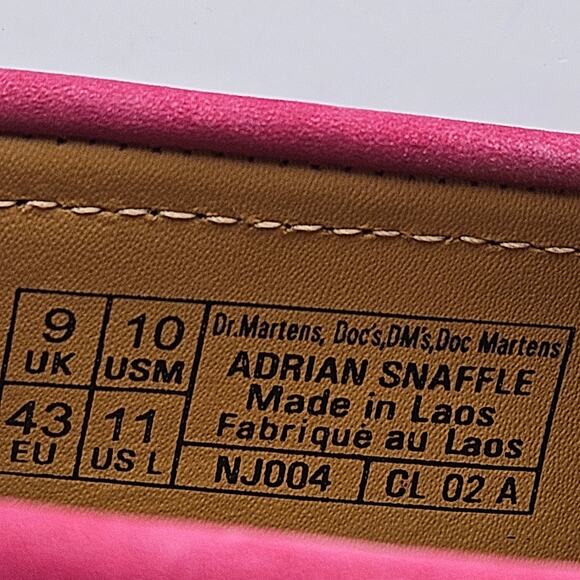 DR MARTENS MEN\'S 10 UNISEX ADRIAN SNAFFLE FUCHSIA PINK NUBUCK LEATHER LOAFERS